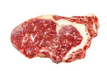 Raw marbled beef entrecote, isolated