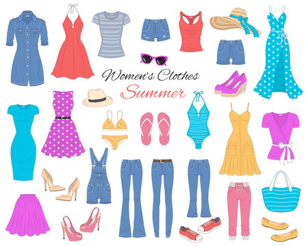 Women clothes collection, vector illustration.