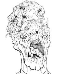 Detailed illustration of a deformed monster