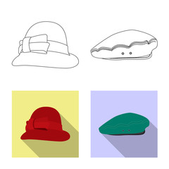 Isolated object of headgear and cap sign. Set of headgear and accessory vector icon for stock.