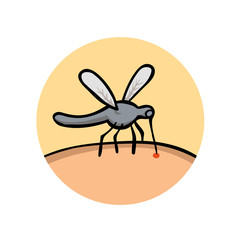 Mosquito bites. Bloodsucker cartoon icon. Colorful flat vector illustration. Isolated on white background.