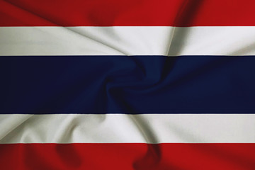 National flag of Thailand on a waving cotton texture background