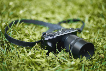 camera on grass