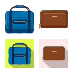 Vector design of suitcase and baggage symbol. Set of suitcase and journey stock vector illustration.