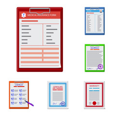 Isolated object of form and document sign. Collection of form and mark stock vector illustration.