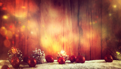 Christmas Background with Baubles and stars