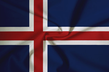 Waving Iceland flag with a fabric texture