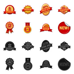 Vector illustration of emblem and badge logo. Collection of emblem and sticker vector icon for stock.