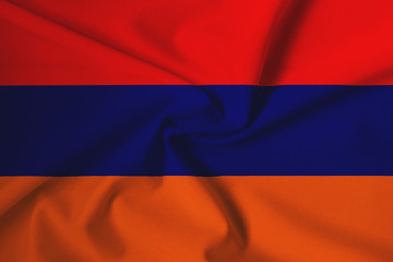 Waving Armenian flag with a fabric texture