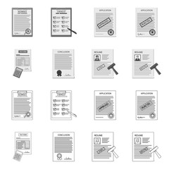 Vector illustration of form and document symbol. Collection of form and mark vector icon for stock.