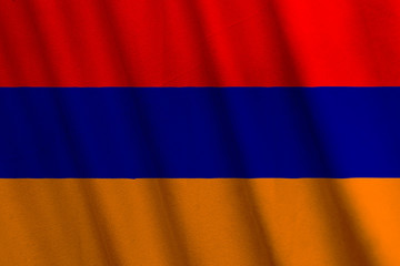 Waving Armenian flag with a fabric texture