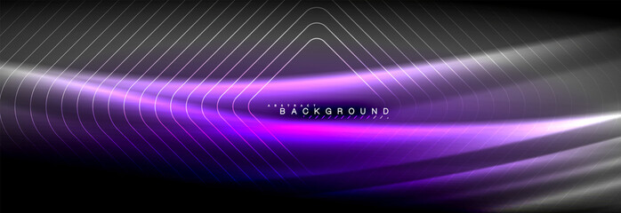 Neon glowing fluid wave lines, magic energy space light concept, abstract background wallpaper design