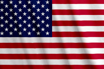 Fototapeta premium Waving USA flag with a fabric texture
