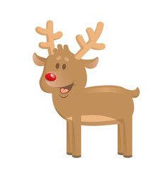 Christmas Reindeer standing. Cartoon character. Colorful flat vector illustration. Isolated on white background.
