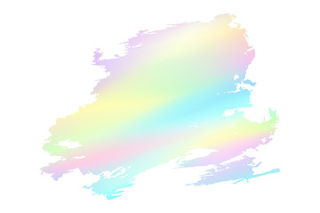 Obraz premium Grunge stain. Holographic. Rainbow colors. Ink splash. Isolated backdrop for text or logo. Liquid stain. Watercolor paint stroke. Holography. Place for text. Design element.