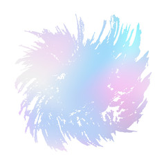 Grunge stain. Holographic. Rainbow colors. Ink splash. Isolated backdrop for text or logo. Liquid stain. Watercolor paint stroke. Holography. Place for text. Design element.