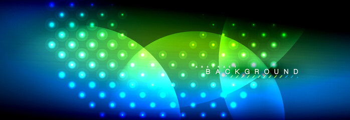 Obraz premium Vector blurred neon glowing circles with flowing and liquid light concept, energy magic fantastic abstract background