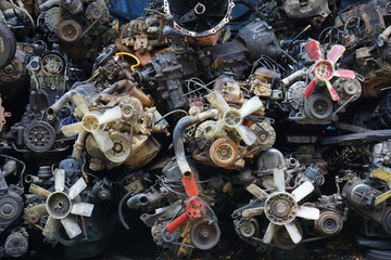 Old car engine part  and rusty machine