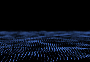 Naklejka premium particle field audio reaction. particular wave. sound wave. sound visualization. abstract digital landscape with flowing particles.