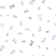 Light Pink, Blue vector seamless pattern with 30 percentage signs.