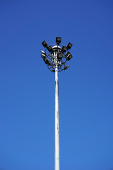 street lamp post on blue sky background