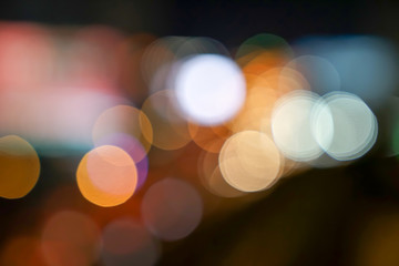 gold, red, white, gray etc., blurry bokeh light in the expressway view Bangkok cityscape for background.