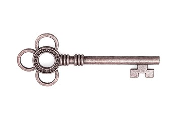 Silver key isolated on white background
