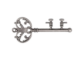 Silver key isolated on white background
