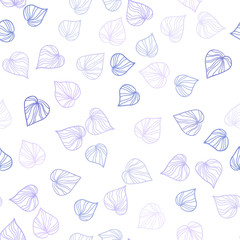 Light Pink, Blue vector seamless abstract design with leaves.