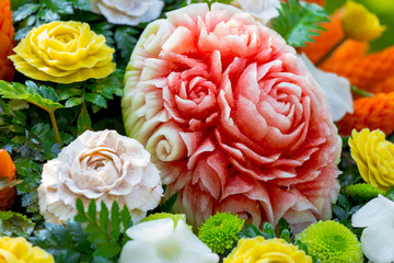 fruit carved shape beautiful flowers