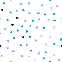 Light Blue, Green vector seamless cover with set of coffee beans.