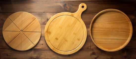 pizza or bread cutting board at wood