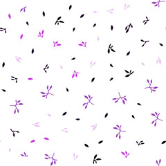Dark Purple vector seamless doodle layout with leaves.