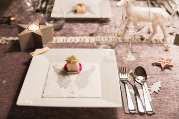 Christmas table, plate, decoration
