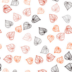 Dark Orange vector seamless abstract pattern with leaves.