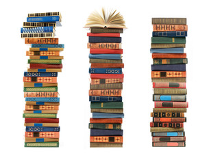 many book pile closeup