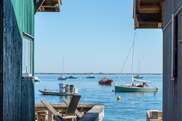 BASSIN D'ARCACHON (France), village ostréicole près du Cap Ferret