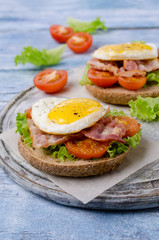 Traditional sandwich with fried bacon