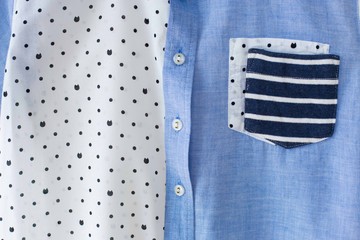 Button down shirt and pocket.close up.