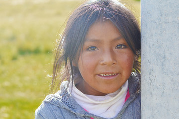 Beautiful little native american girl in the countryside.