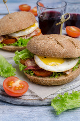 Traditional Burger with fried bacon