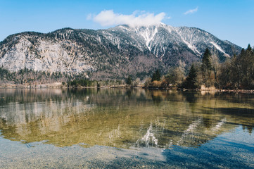 Spectacular view on the mountain lake in Austrian Alps