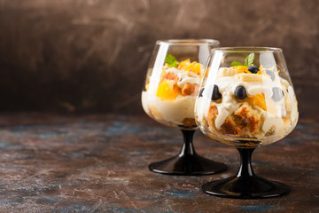 Healthy layered dessert trifle