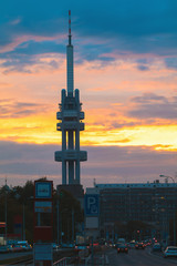 Obraz premium TV tower at sunset in Prague