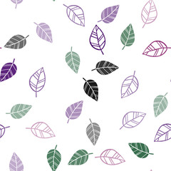 Dark Multicolor vector seamless doodle pattern with leaves.
