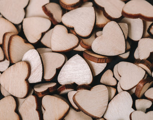 texture of wooden hearts