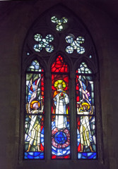 Fototapeta na wymiar artistic stained glass depicting the Sacred Heart of Jesus - Church of the Monastery of Santa Chiara - Naples