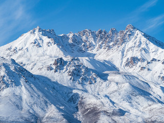 close-up shot of snow mountain
