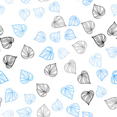 Light BLUE vector seamless natural backdrop with leaves.