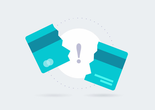 Credit Card Payment Error Vector Icon. Credit card declined or broken Symbol Concept Isolated background. EPS10.